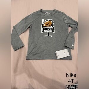 Nike Gray Long Sleeve Tee with Football Logo